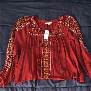 Embroidered long sleeve blouse